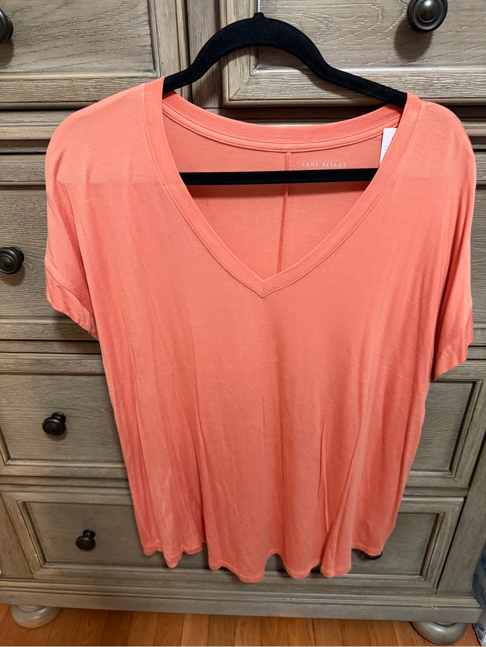 Lane Bryant Coral V-Neck Short Sleeve Tee